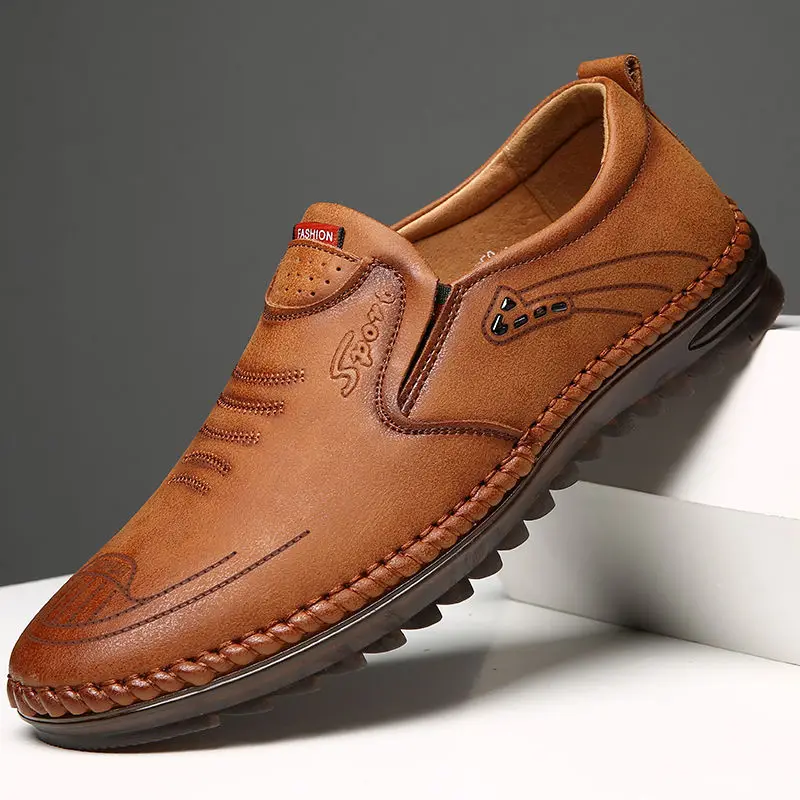 Zapatos informales de cuero para hombre, mocasines de lujo, antideslizantes, suela suave, transpirables, talla grande 45