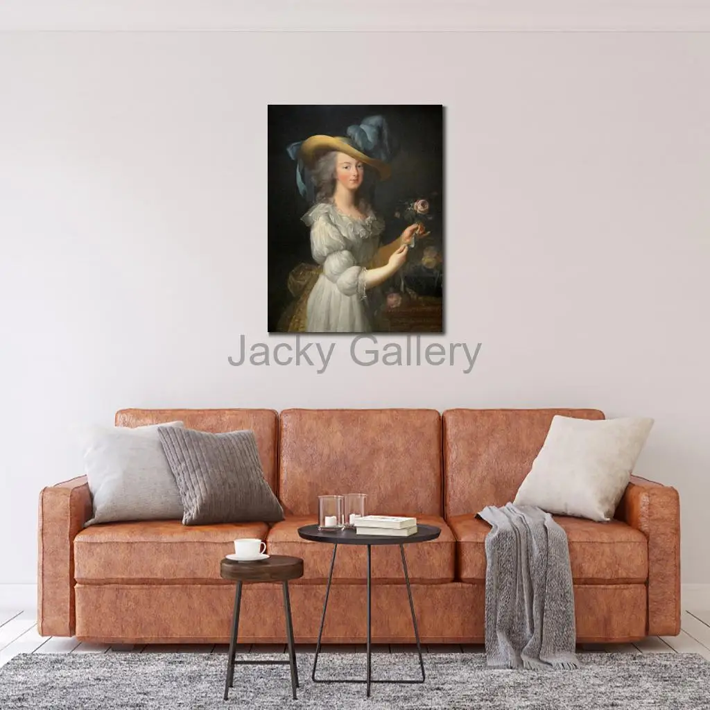 Marie Antoinette Portrait 100% Hand Painted Elisabeth Vigée Le Brun Canvas Art Elegant Woman Oil Painting for Bedroom Wall Decor