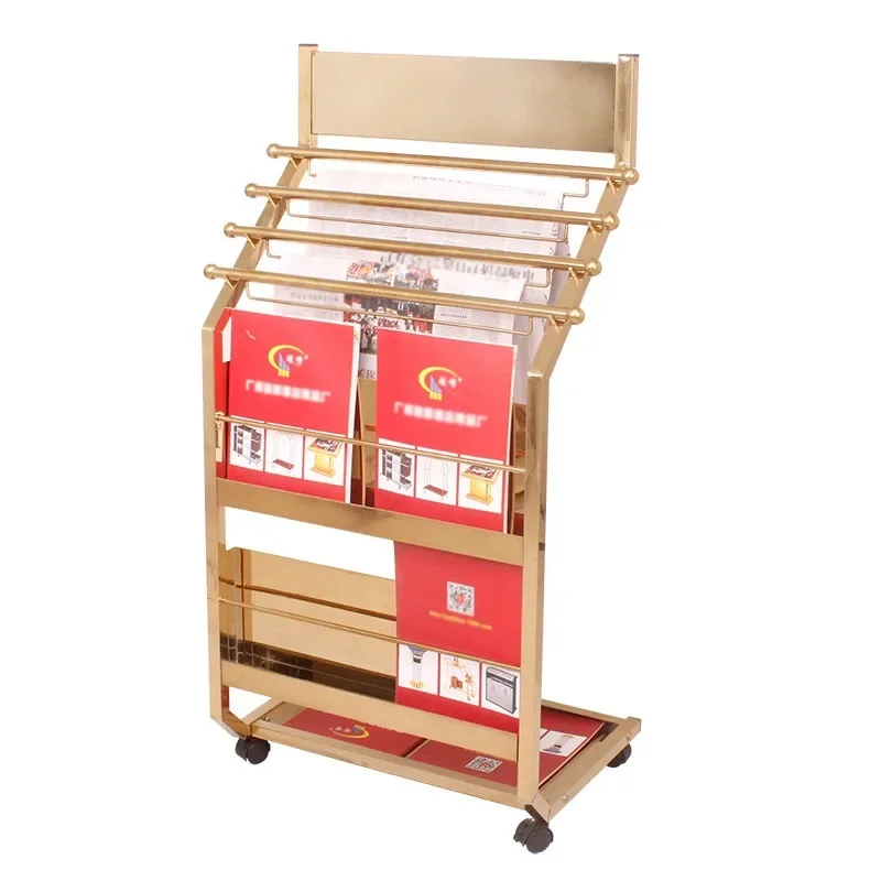 Stainless Steel Newspaper Rack Magazine Floor Advertising Rack Brochure Data Shelf Book Newspaper Clip Display Rack