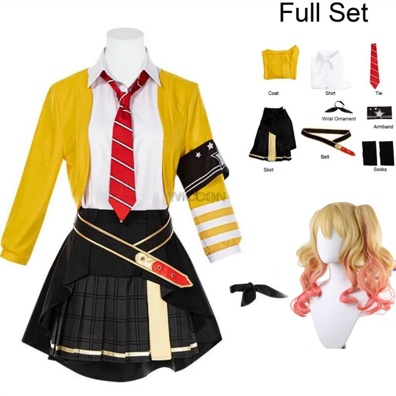 Tenma Saki-Costume de Cosplay Jaune pour Femme, Jupe Colorée, Tenue de Jeu, Projet Sekai, Scène, Anime, Halloween