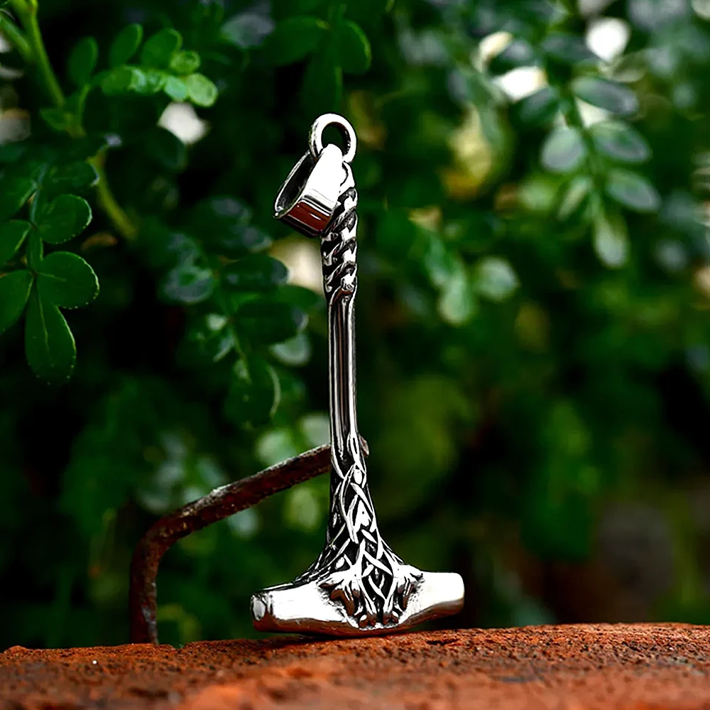 Vintage Nordic Thor Hammer Pendant For Men Viking Amulet Stainless Steel Necklace Fashion Biker Jewelry Gifts Dropshipping