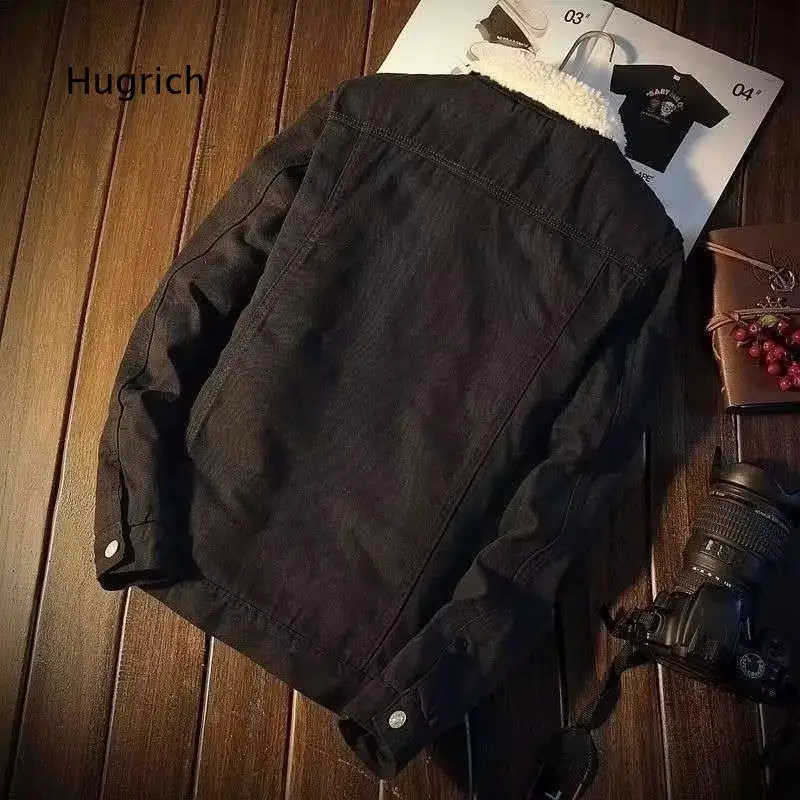 Men's Fleece Lined Denim Jacket Button Front Warm Winter Outerwear With Lapel Collar Loose Fit For Casual Daily