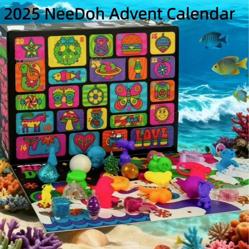 Адвент-календарь Needoh на 2025 год, подарок для детей, 24 дня сюрпризов, обратный отсчет, новогодняя вечеринка, семейные друзья, детская глухая коробка