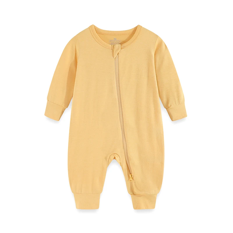 Kiddiezoom Four Seasons 1Pcs Unisex Long Sleeve Zipper Baby Boy Girl Romeprs Soft Comfort Infants Jumpsuit Rayon Newborn Clothes