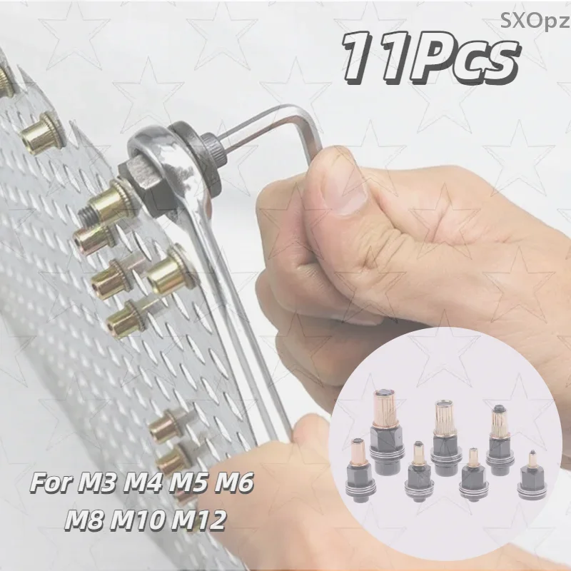 11Pcs/set M3 M4 M5 M6 M8 M10 M12 Hand Manual Riveter Nut Adapter Tool For Home Renovations And Auto Repair