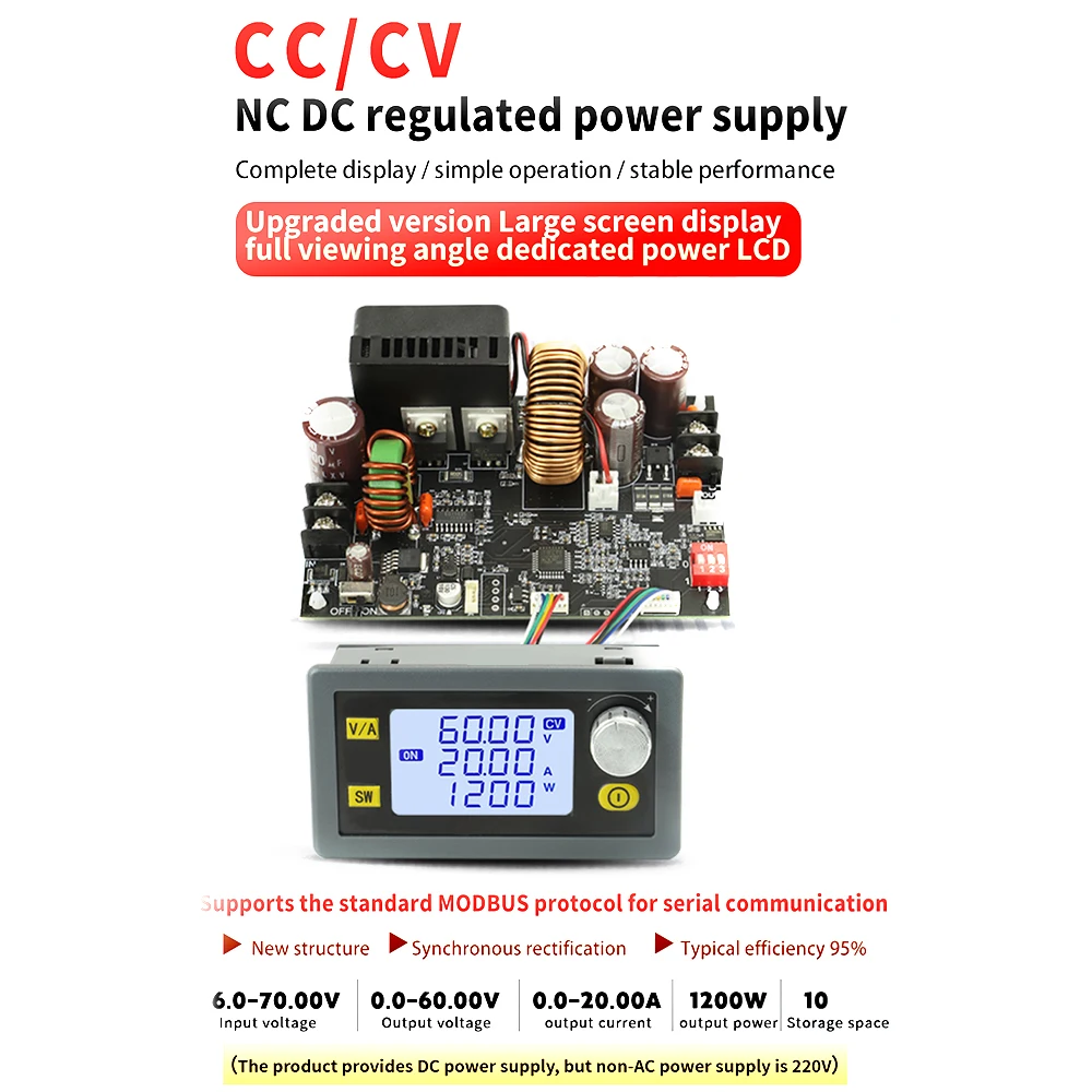 XY6020L 20A/1200W Step-down Módulo CNC Ajustável DC Estabilizado Tensão Fonte de Alimentação Tensão Constante/Corrente Buck Converter