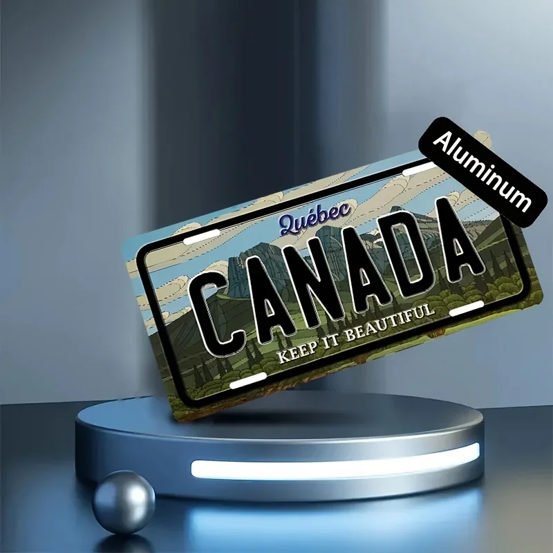 2D Flat, 1pc Quebec Canada License Plate Wall Art - 