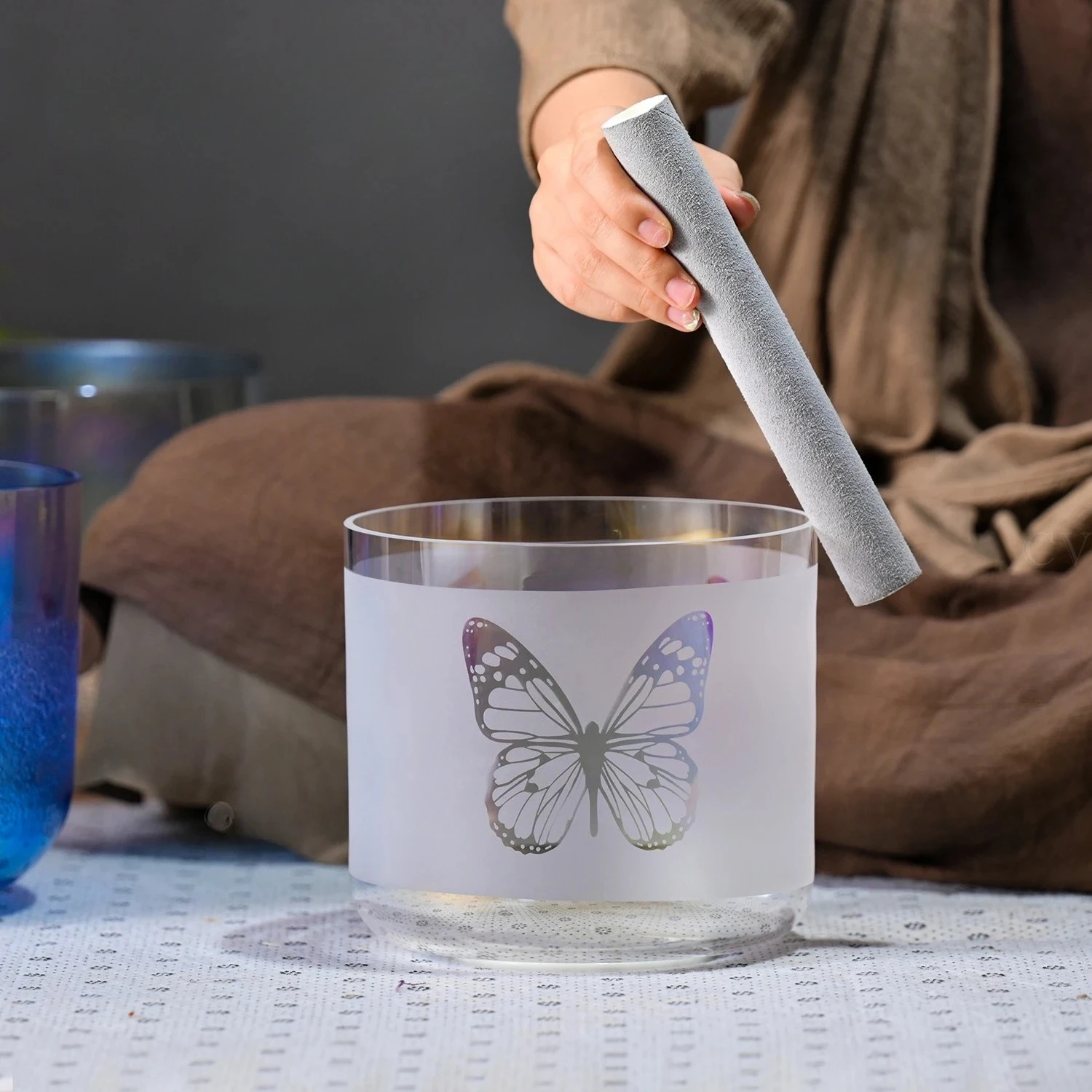 Star Linkup Dream Snowland Butterfly Cosmic Crystal Singing Bowl 7 Inch | With Mallet for Meditation Practice & Sound Healing Therapy