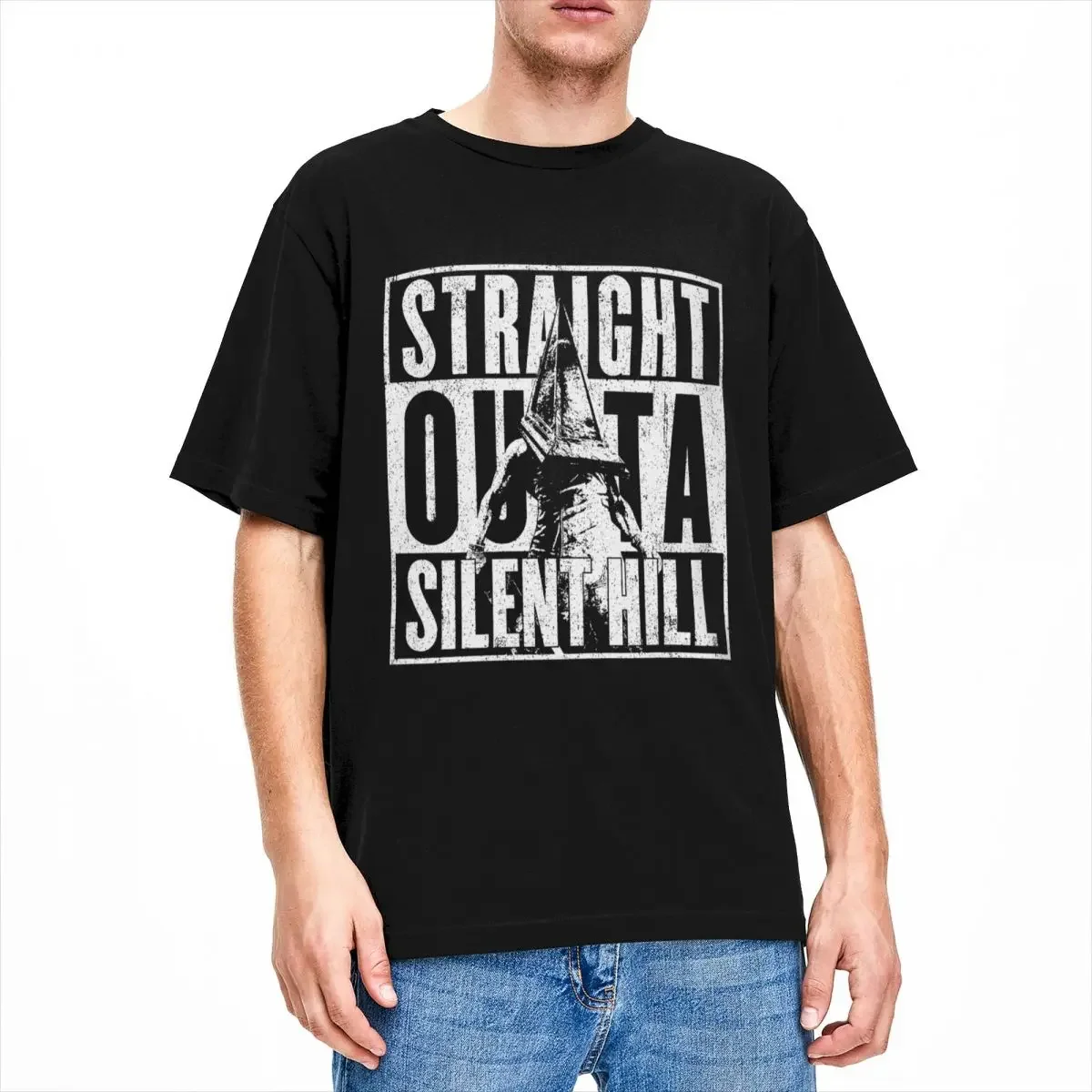 Straight Outta Silent Hill T-Shirts Men Novelty Cotton Tee Shirt Round Collar Short Sleeve T Shirt Summer Tops