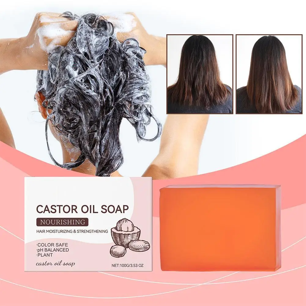 Castor Oil  Hair Loss Shampoo Soap Deep Cleansing For Hair & Scalp Massage,Strengthen Hair Roots Dry Damaged Hair Treatment Soap