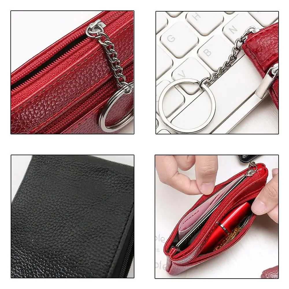 Monedero de cuero PU a la moda, tarjetero, Mini monedero de lujo con cremallera, monedero, bolsa para mujer y hombre