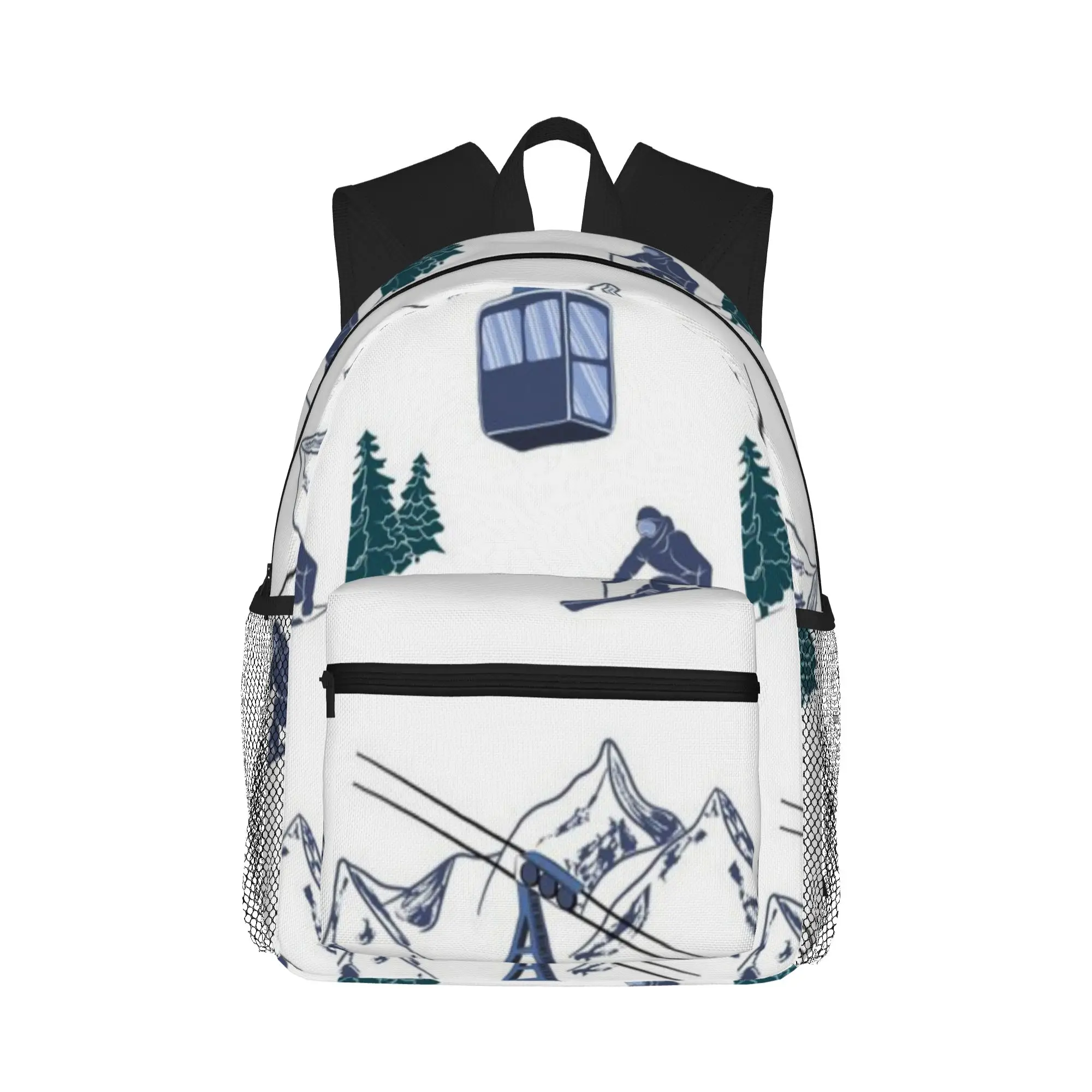 Ski Lift Resort Winter Sports Scene  Casual Backpack for Students and Adults Student