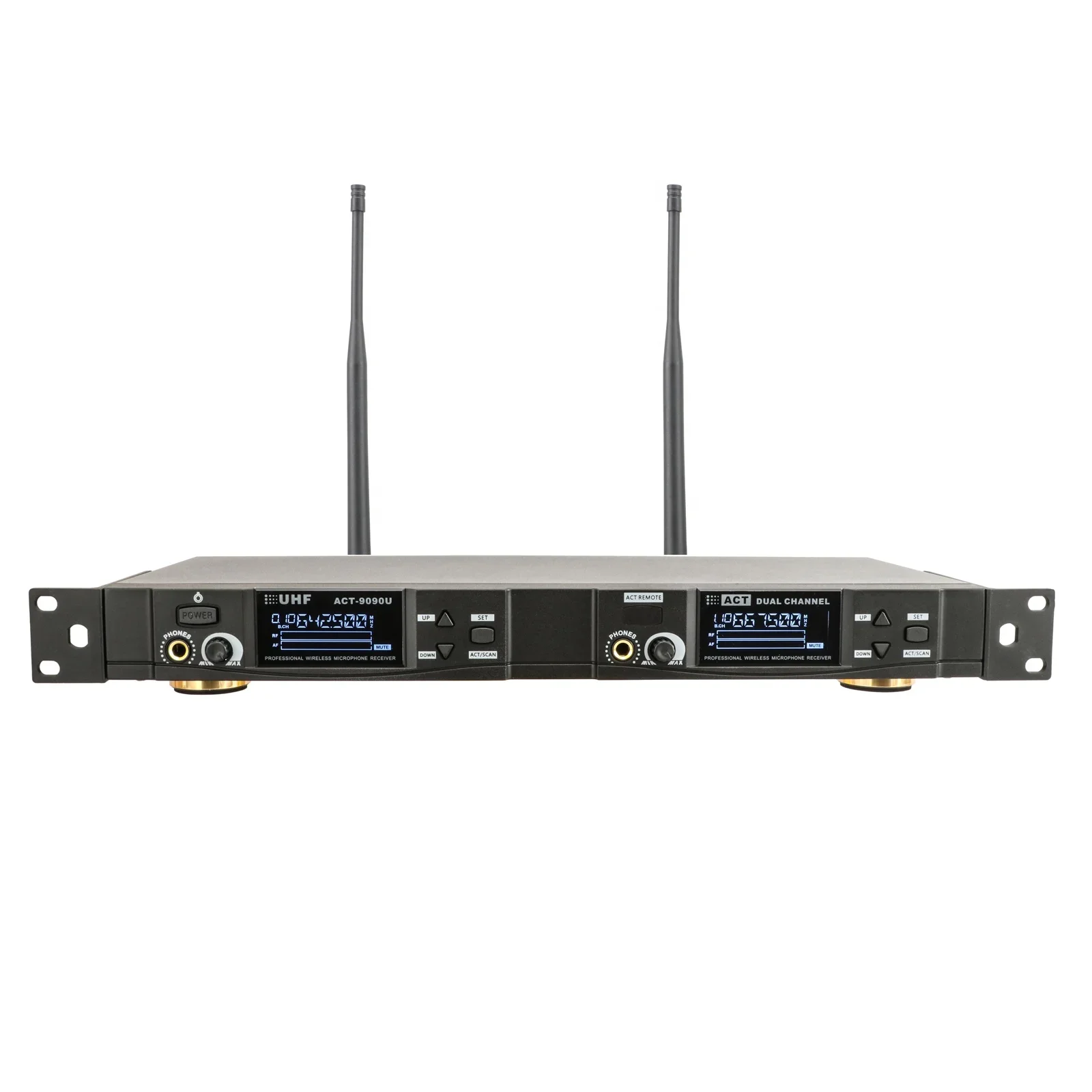 ACT-9090U  Professional 2 Channel Handheld Mic Vocal Wireless Microphone OEM For KTV Church Speech Karaoke
