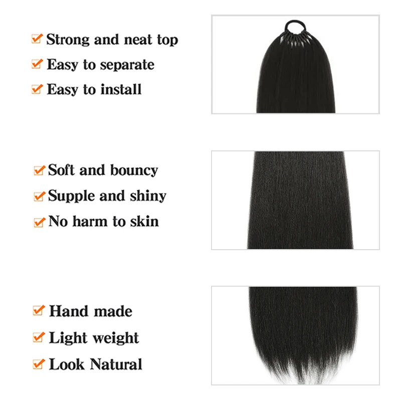 Synthetic Ponytail Hair Extensions Long Straight Braids Ponytailfor Women Rubber Band Pre Stretched Braided Hairpiece Fake Tail