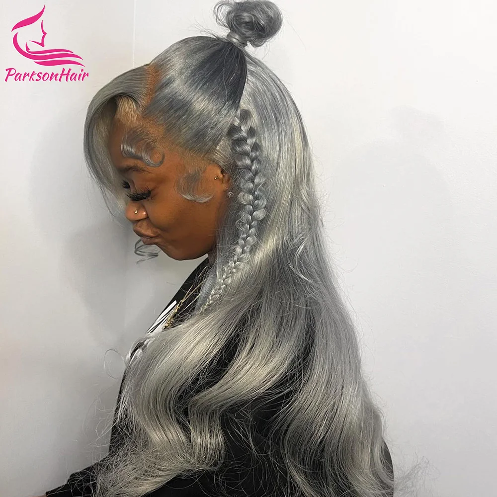 فضي رمادي 13x6 الدانتيل شعر مستعار أمامي شعر طبيعي مفرود الباروكات قبل قطعها البرازيلي شفافة ملونة 613 شعر مستعار أشقر للنساء #4