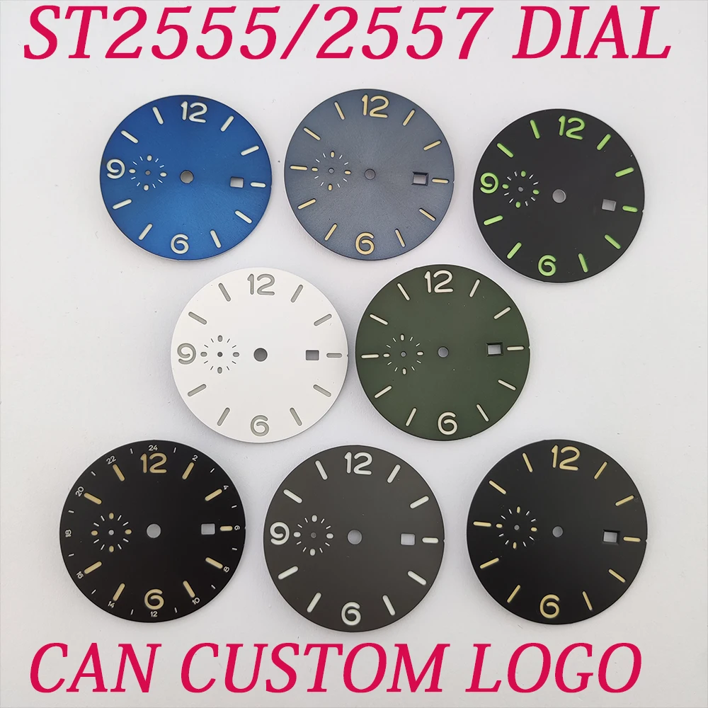 

36mm watch dial green Luminous Replacement watch accessory fits ST2555/ST2557 automatic movements 44mm case name customization