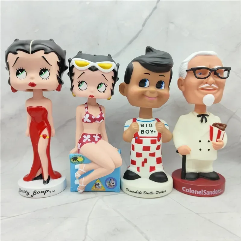 Retro Trendy Dolls Shake Head Home Car Ornaments Figure Mr. Peanut Betty Boop Soft Figurine Doll Collectible Model Birthday Gift