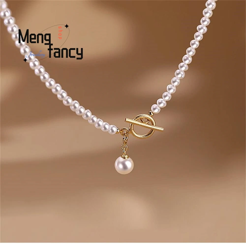 Natural OT Buckle Collarbone Chain Rice Grain Niche Design Light Summertime Luxury Exquisite Simple Fashion Jewelry Holiday Gift