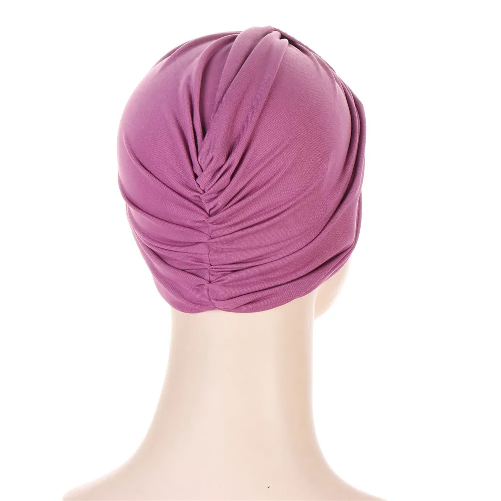 Turbante musulmán para mujer, gorro Hijib anudado, diamantes, Color sólido, gorro Baotou, turbante indio, elástico, interior, accesorios Hijib