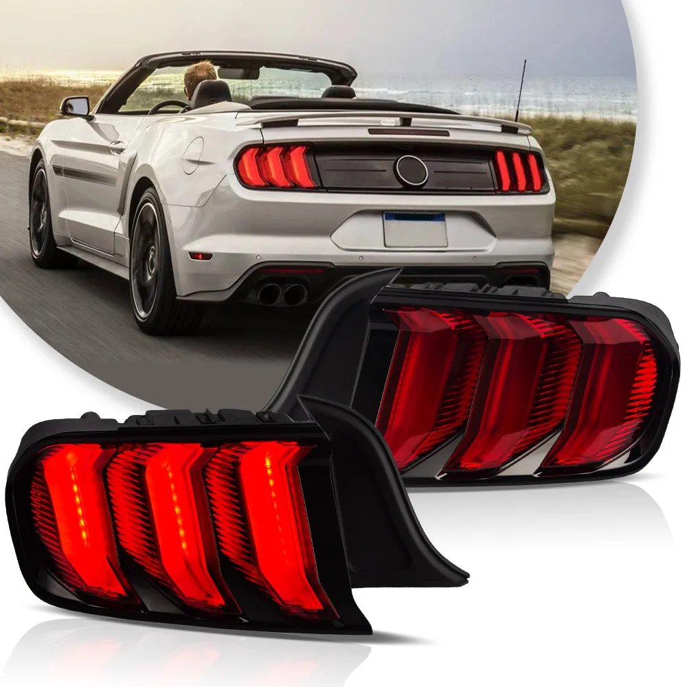 

VLAND LED Tail Lights For 15-23 Mustang 6th Gen S550 Sequential Red Turn Signal Rear Lamp Assembly Fit US Models
