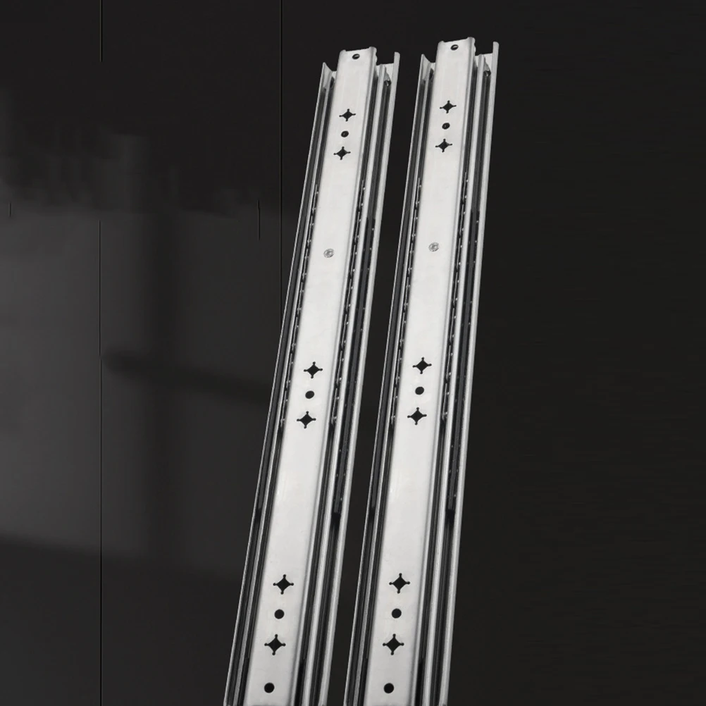 

2pcs Heavy Duty Drawer Slides Self-Locking Rust Resistant Smooth Telescopic Replacement For Cabinet Dresser Wardrobe Slides