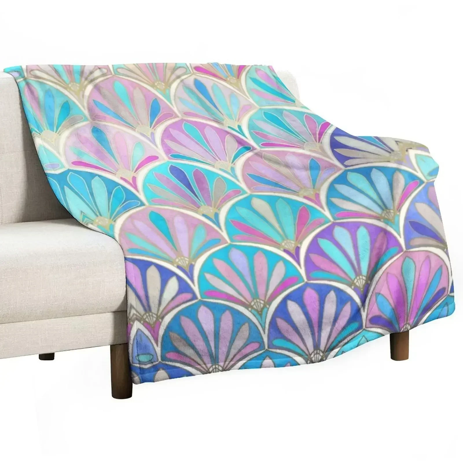 Glamorous Twenties Art Deco Pastel Pattern Throw Blanket Blankets For Baby Decoratives Warm Nap Shaggy Blankets