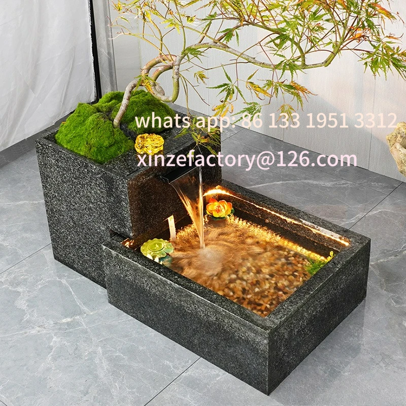 Stone water wall, screen, outdoor courtyard, fish pond background wall, fountain landscaping, stone art stacked water, fish moon
