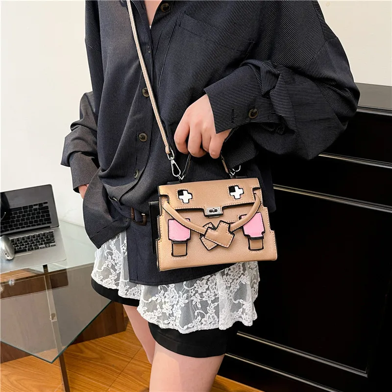 

Trendy 2025 Women's Robot - Themed Kelly Messenger - Niche Mosaic Shoulder Bag