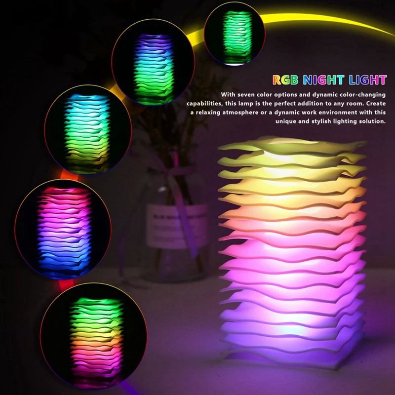 Dynamic Lighting Colorful Night Light Touch Sensor Bedside Lamp With 3D Illusion Design 7 Colors Remote Control LED Lamp