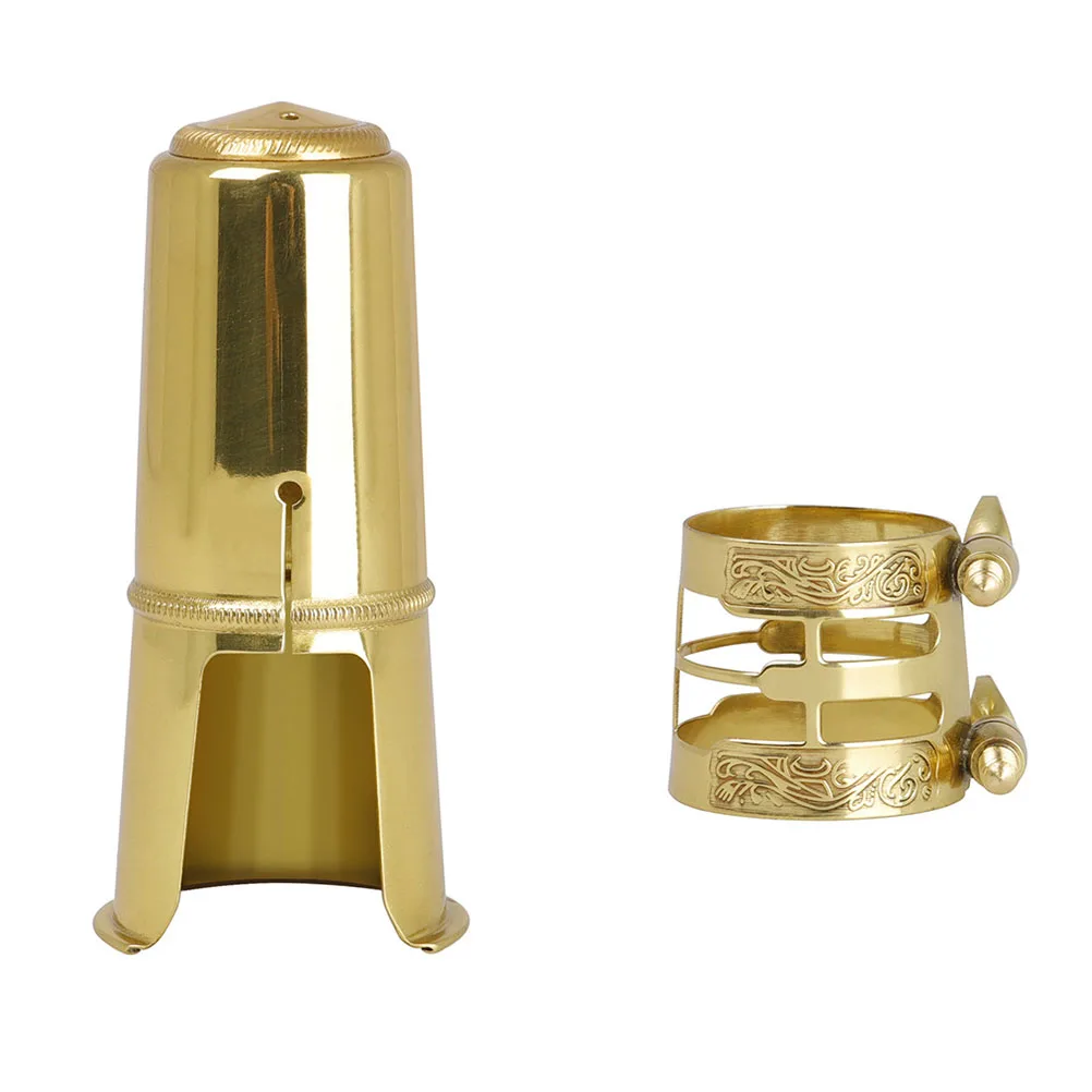 

Tenor Flute Head Hat Saxophone Mouthpiece Protective Cap for Alto Metal Clamp Golden