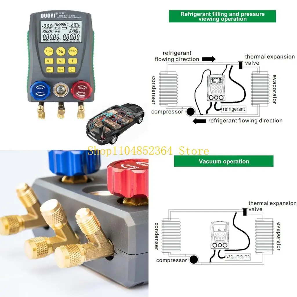 

652F Refrigeration Pressure Gauge Digital Manifold Pressure Gauge Vacuum Pressure