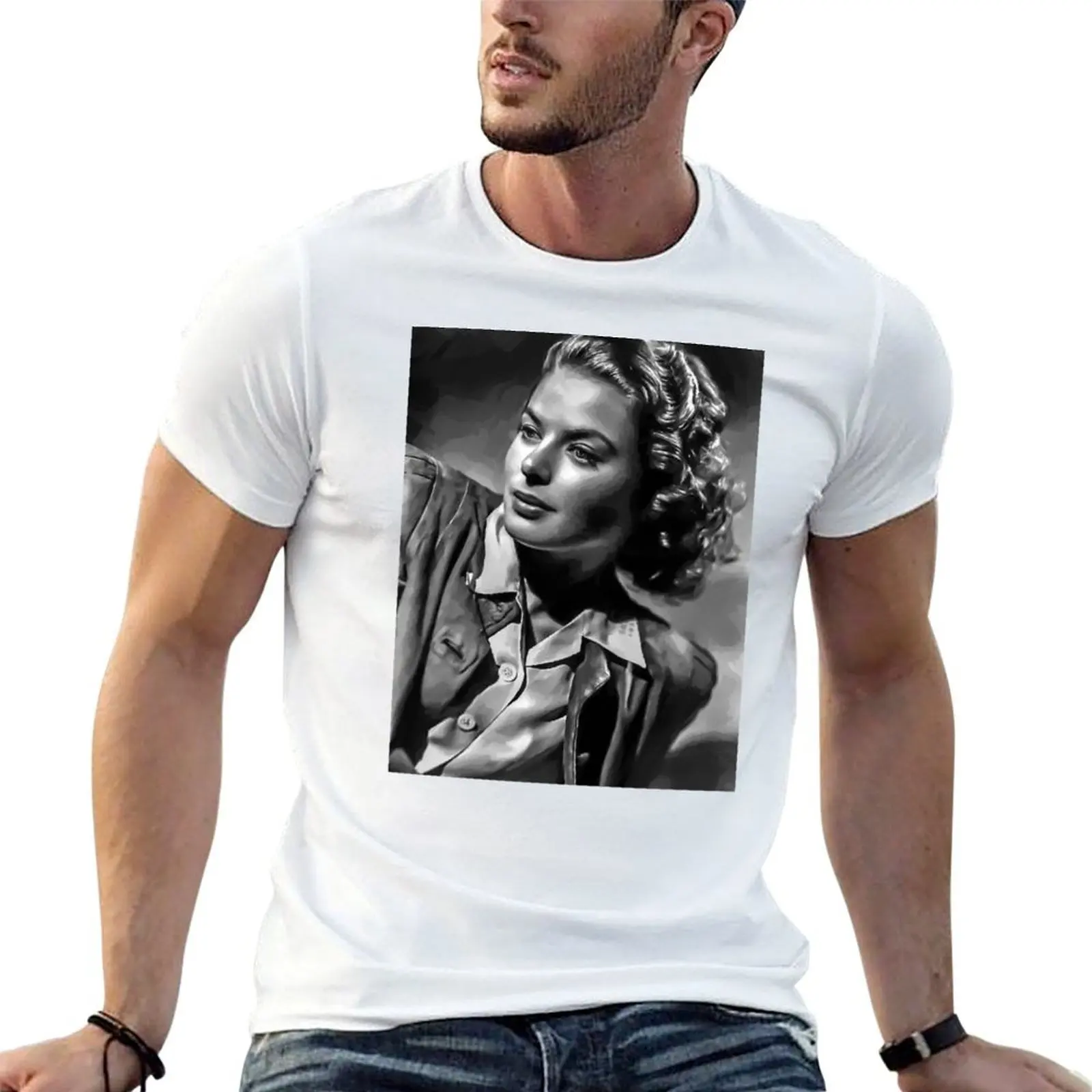 

Vintage Ingrid Bergman Painting T-Shirt t shirts for man graphic vintage funny t shirts dark humor T-Shirt