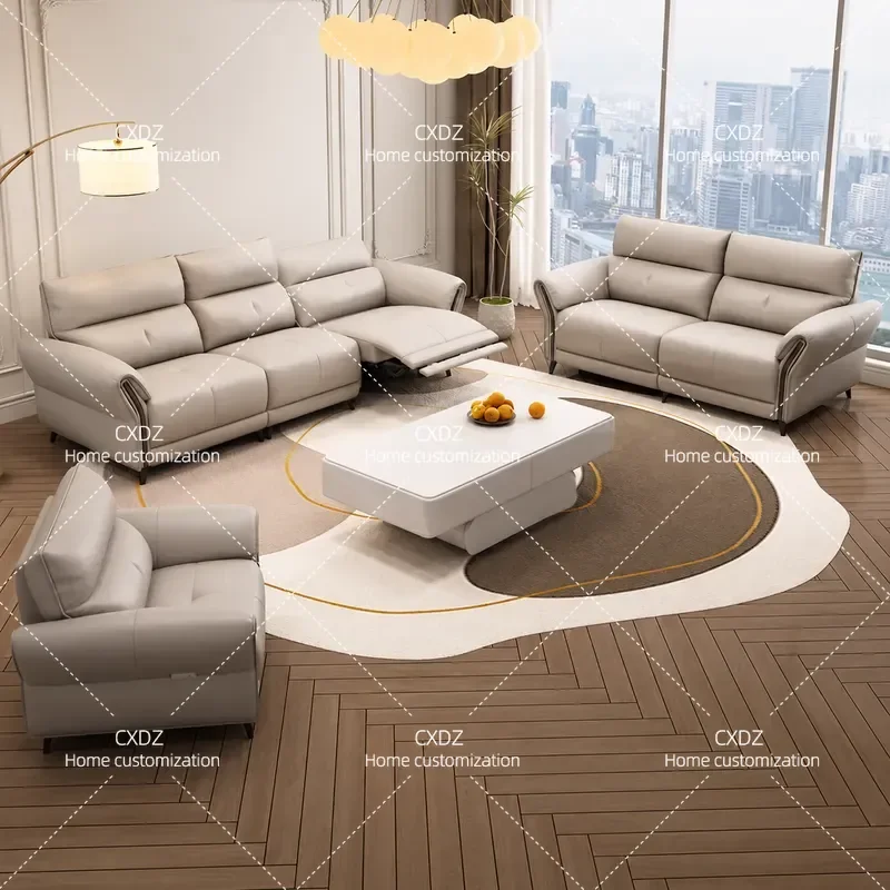 Electric Recliner Sofa Modern Simple Leather 3 Seater Adjustable Living Room Furniture First Class Comfort