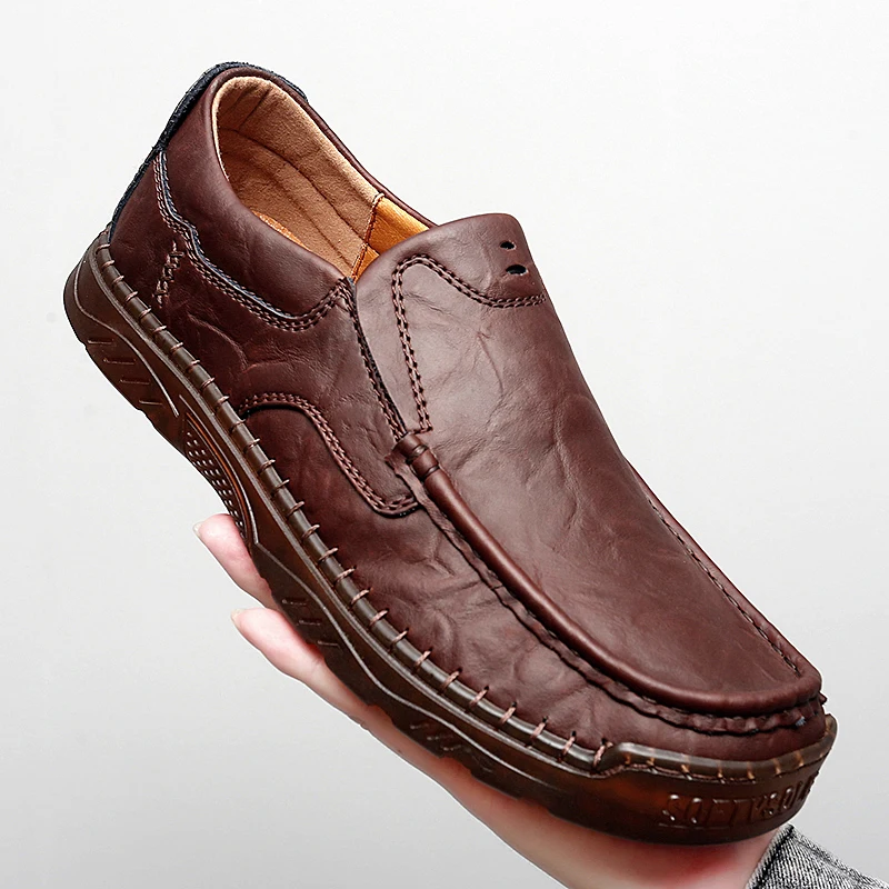 Spring  Autumn Men Wide Legged Casual Shoes Hand Sewn with A Breathable Soft Surface Comfortable To Drive  Hike Oversized Shoes