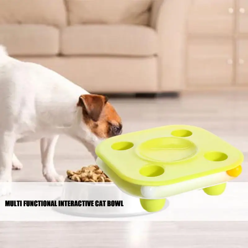 Interactive Cat Food Bowls Multifunctional Kitten Bowl With Non-slip Pad Creative Cat Bowls Non-spill Kitten Food Feeder