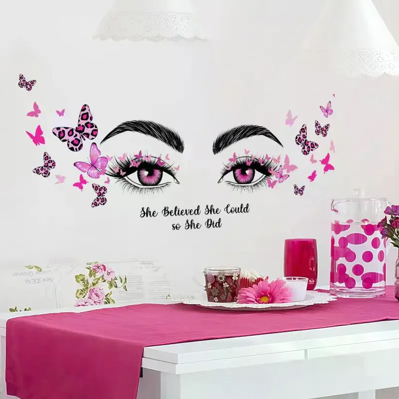 1pc Butterfly & Figure Graphic Wall Sticker Modern Self Adhesive Wall Art Decal Home Decor Vinyl Decal