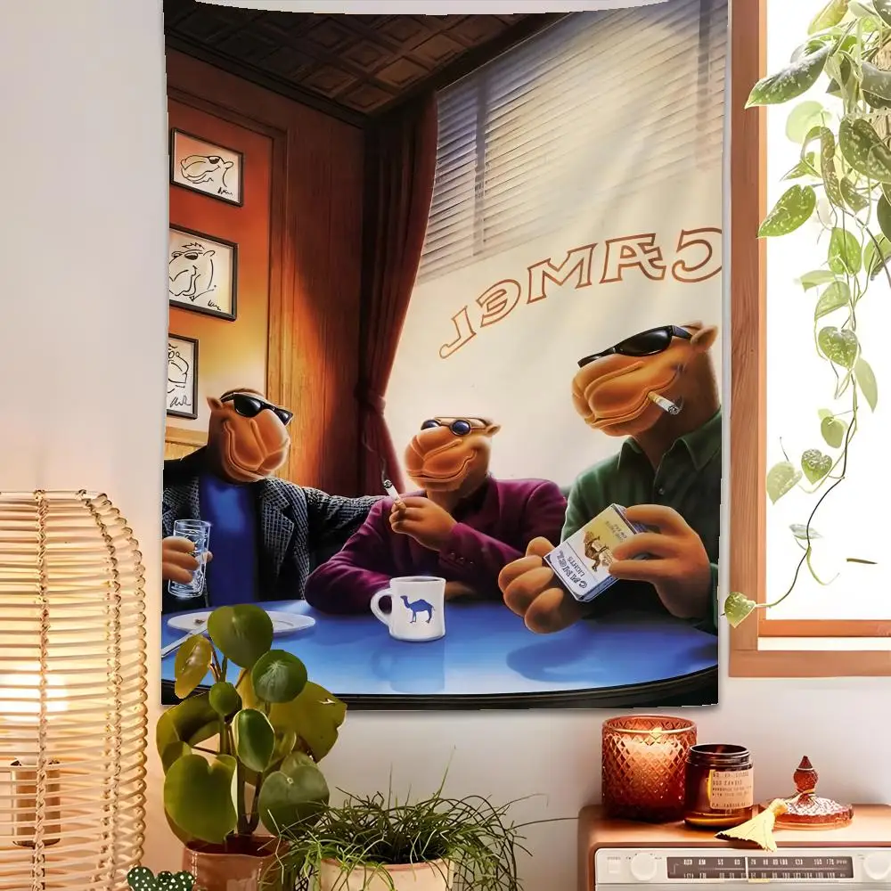 C-Camel Cigarettes Tapestry Custom Home Living Room Bedroom Wall Decor Wallpaper Backdrop Cloth With Clips