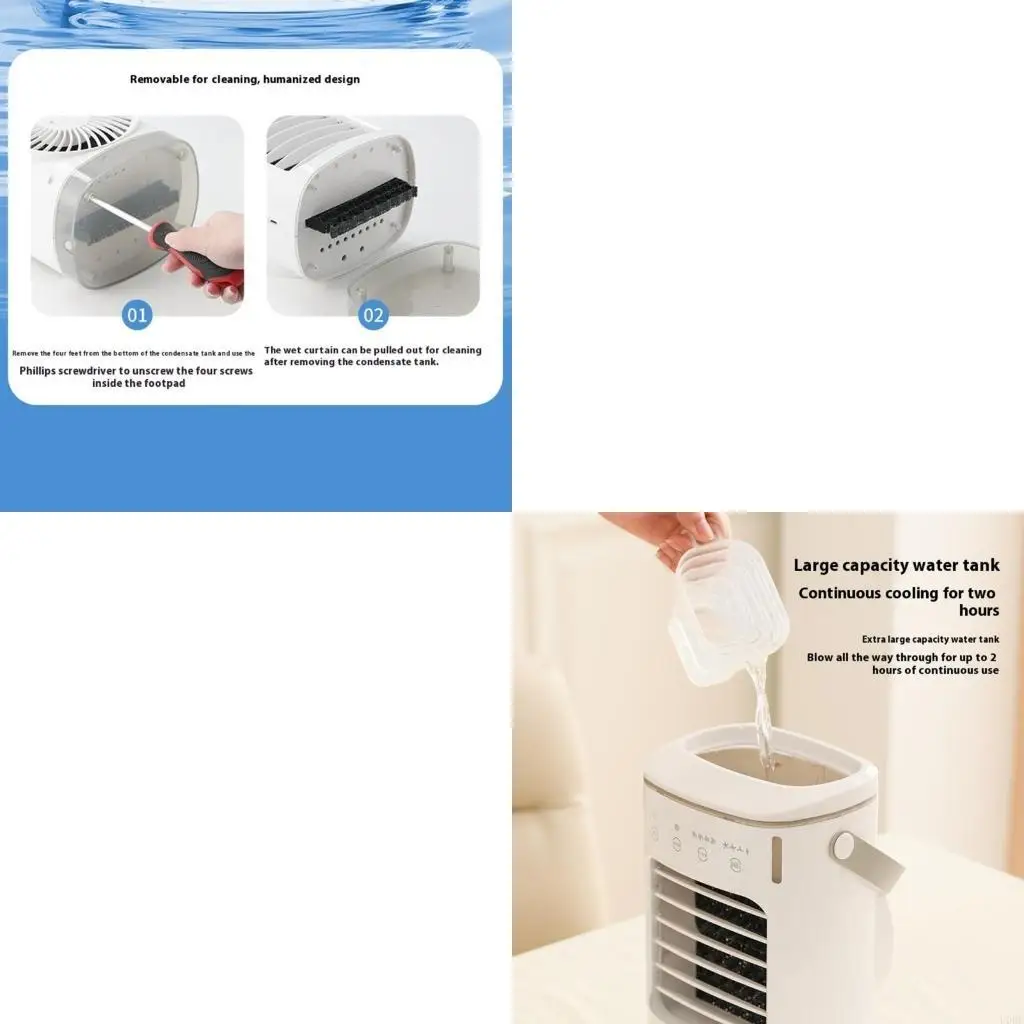 

Portable Air Conditioner Fan Humidifying Fan Desktop Fan with Night Light Household Sprayer Refrigeration Conditioner