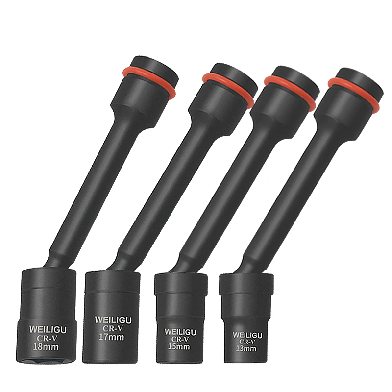 H12-H19mm Square Interface Impact Wrench Hex Socket Head Adapter Spanner Converter 1/2inch 138mm Extended Hexagonal Sleeve Set