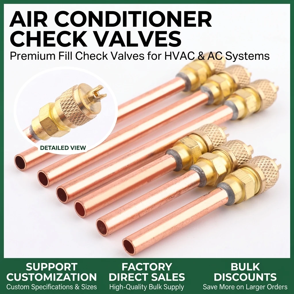 YGTITAN HVAC Refrigerant Access Valve, Air Conditioner & Refrigerator Charging One-Way Valve, 6.35mm Copper Tube, Thick Brass