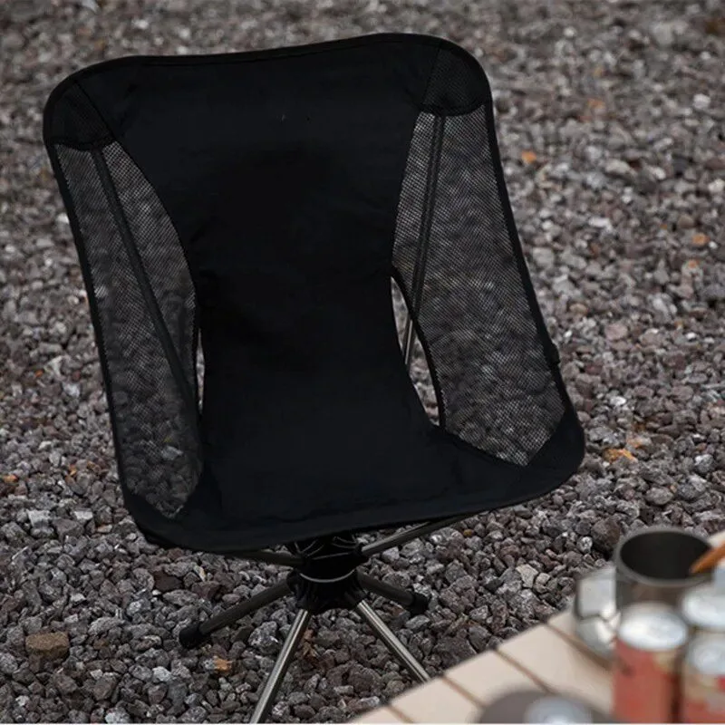 360° Swivel Moon Chair  Portable Aluminum Alloy Fishing Chair  Lightweight Foldable Outdoor Seat for Camping Beach Garden Hiking