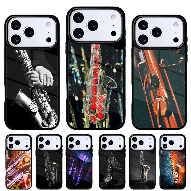 Carcasa para iPhone 17-11 con diseño de saxofón