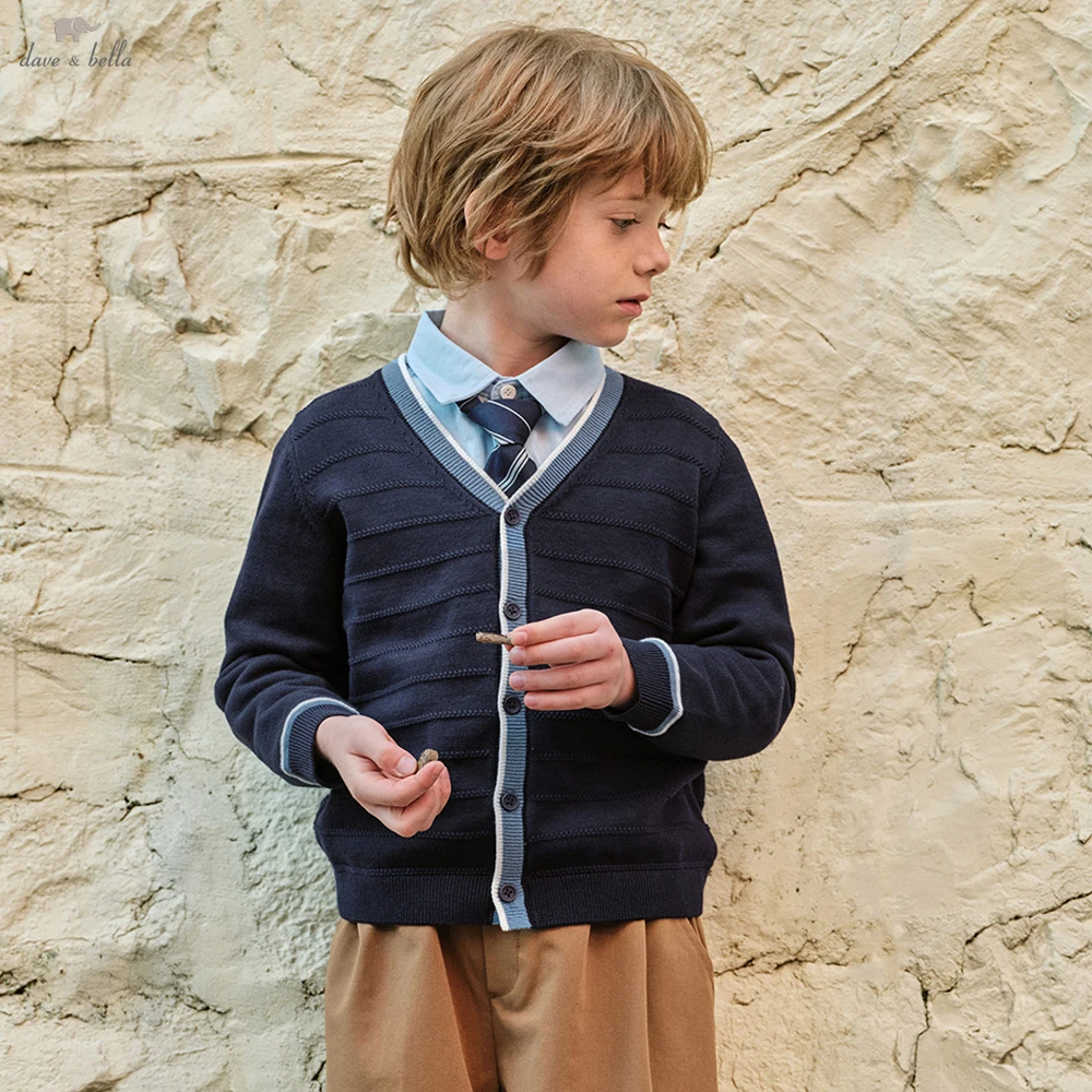

Dave Bella Children Cardigan Sweater Autumn Spring Long Sleeve Boys Knitted Cotton Top Fashion Outerwear Kids Clothes DK1261187