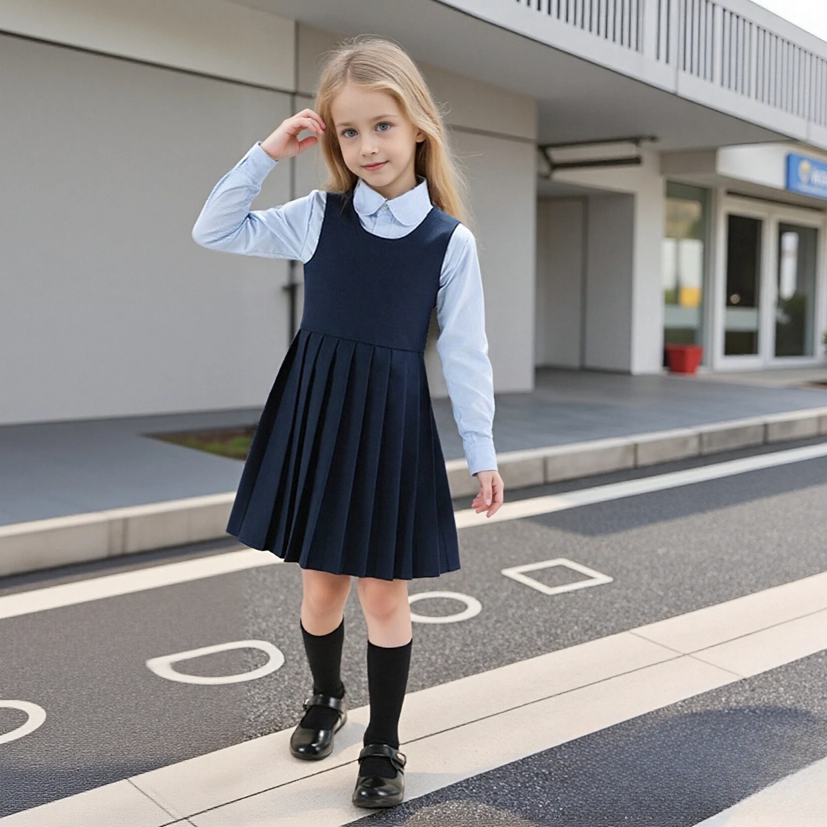 Girls Preppy Style Dress Spring 2026 New Kids Clothes JK Pleated Princess Dress Teenage Performance Vest Dress for School Event