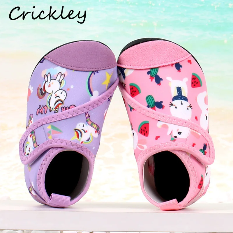 Cartoon Animals Boys Girls Aqua Shoes Rabbit Unicorn Whale Beach Shoes For Children Swimming Soft Non Slip Kids Slippers