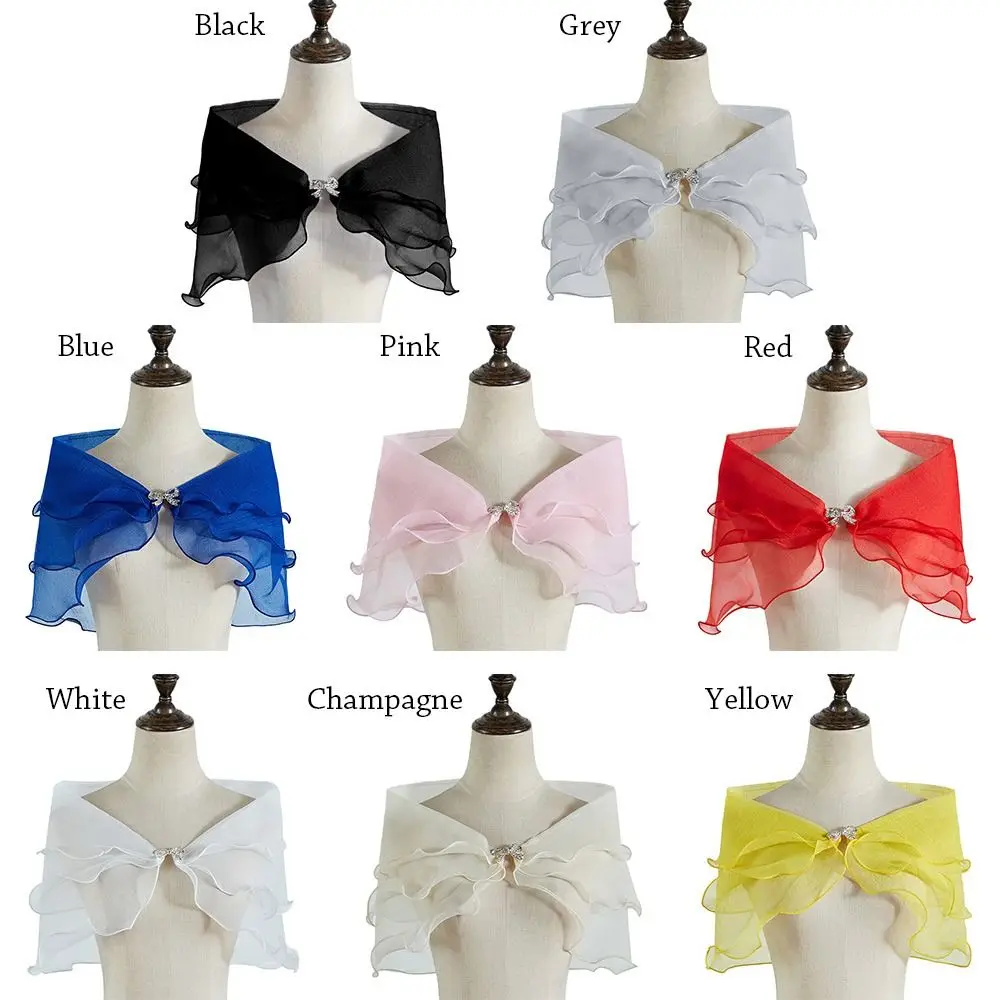 المرأة الأنيقة القوس أحجار الراين فستان عباءة الزفاف شال الزفاف كيب الدانتيل كم تتغاضى