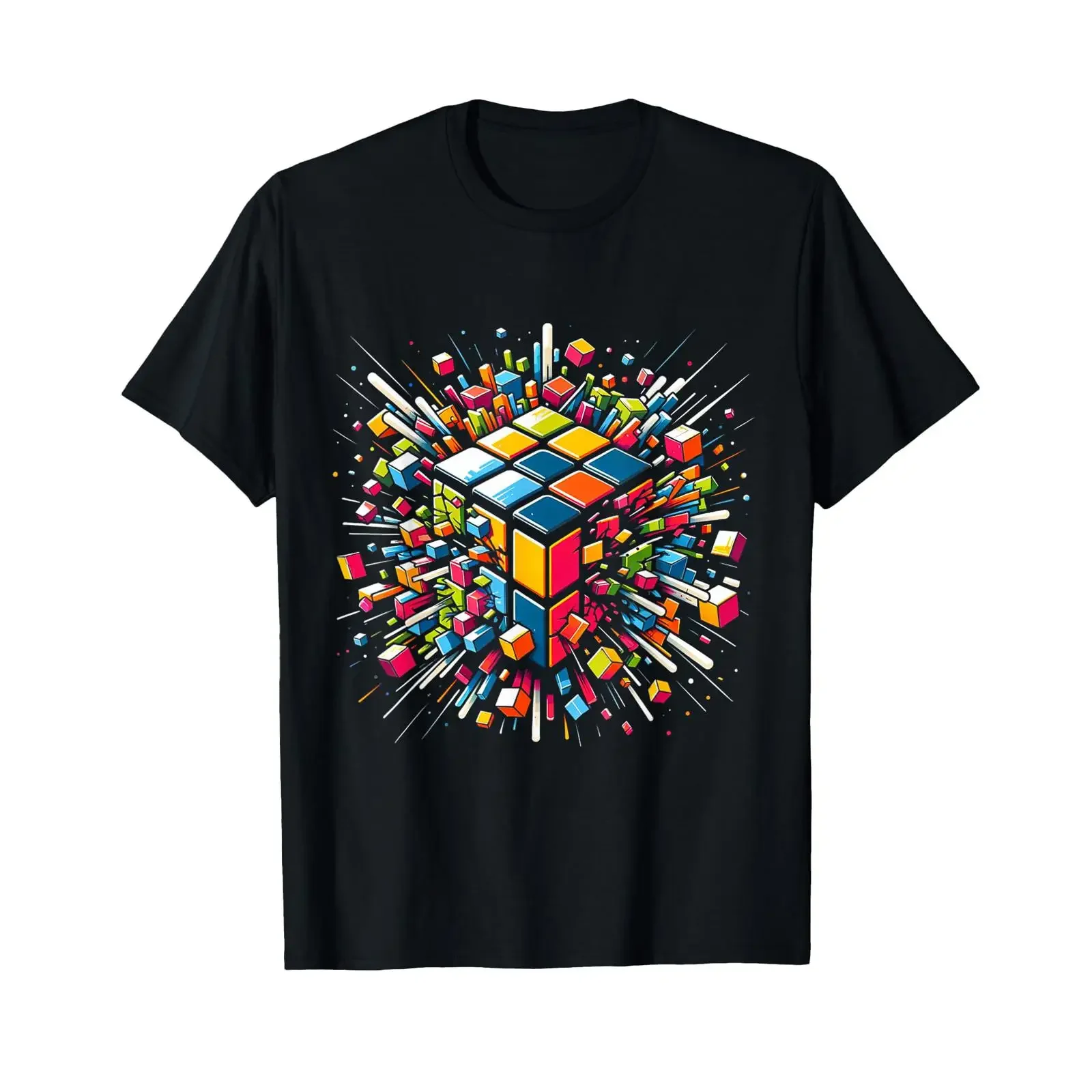 Exploding Cube Speed Cubing Puzzle Master T Shirt vintage Washed fashion Stylish Unisex Stretched Casual graphic