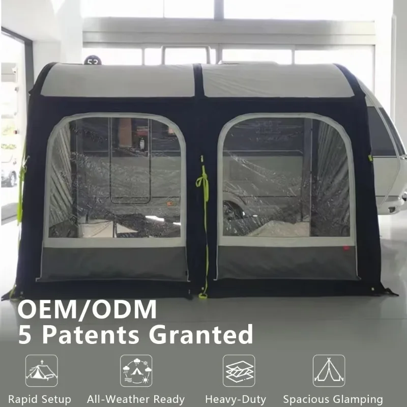 Recreational Vehicle Tent Custom Low Moq Waterproof Family Inflatable Air RV Tent Caravan Awning Tent with Air Poles