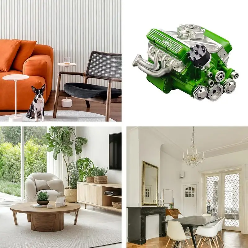 Kit de construcción de motor, juguete creativo de resina artesanal, adorno de escritorio para exhibición, hogar, garaje, cumpleaños, aula educativa