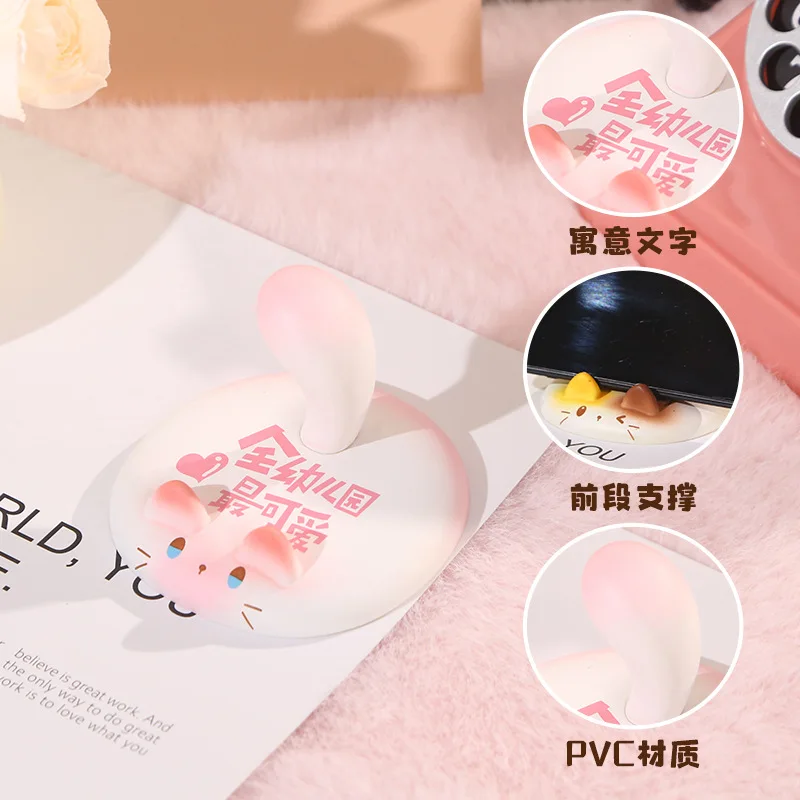 حامل هاتف Meow Meow بتصميم إبداعي رائع، أداة أساسية لحامل الهاتف المنزلي مع طلاء مطاطي لسطح المكتب